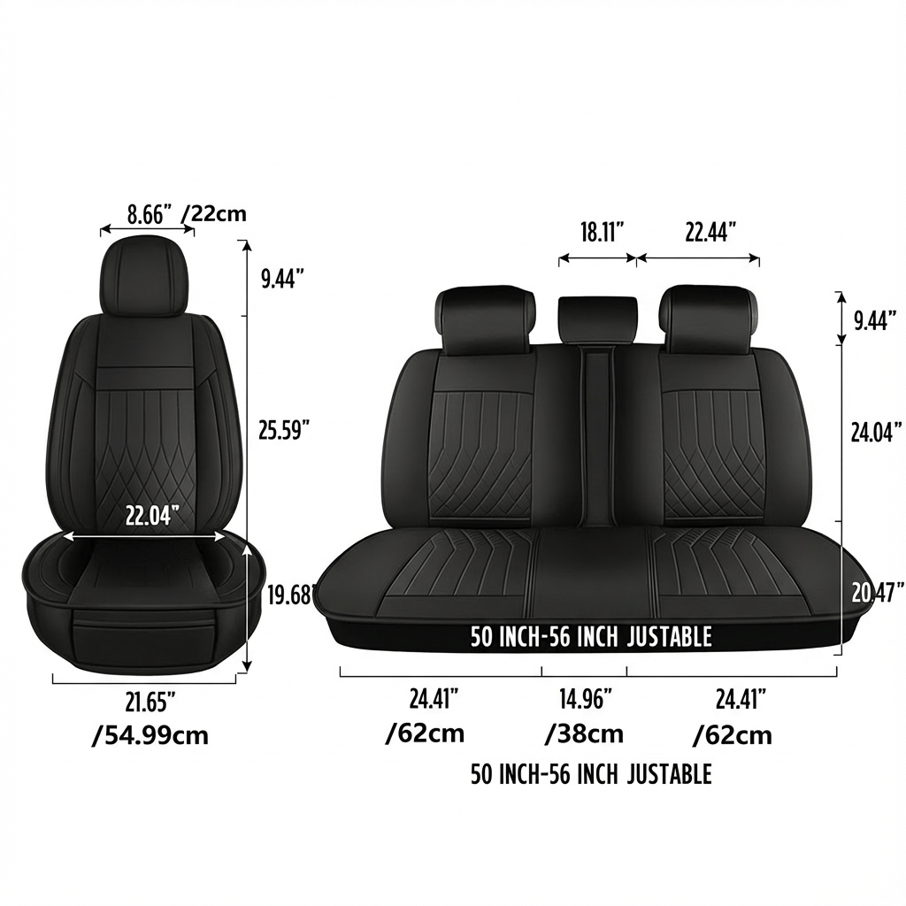 Premium Nappa Fabric Waterproof Seat Covers - Year-Round Comfort for Honda, Toyota, and More. Ideal for Sedans and SUVs with Full Protection and Stylish Design for Road Adventures