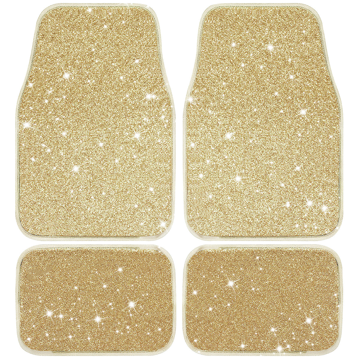 YOTRUTH Sparkling Bling Diamond Car Floor Mats (4 Pcs) - Heavy Duty Waterproof Non-Slip Auto Carpets, Luxury Interior Accessories for Women