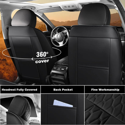 Juego completo de fundas universales para asientos de coche Yotruth | Fundas de cuero sintético para asientos de automóviles | Se adapta a la mayoría de los automóviles