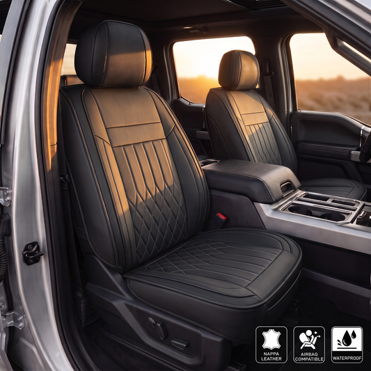 YOTRUTH Luxury Nappa-Feel Seat Cover Set - Waterproof & Airbag Compatible for 5-Seat Cars & SUVs