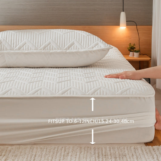 Soft Quilted Mattress Cover, Breathable Mixed Filling Thickened Pad, Without Pillowcase, Bedroom Essentials, Decorative Pad, Elegant Mattress Cover, High-Quality Stitching, Breathable Fabric, Plush Bedding, Fitted Mattress, Allergy Patients