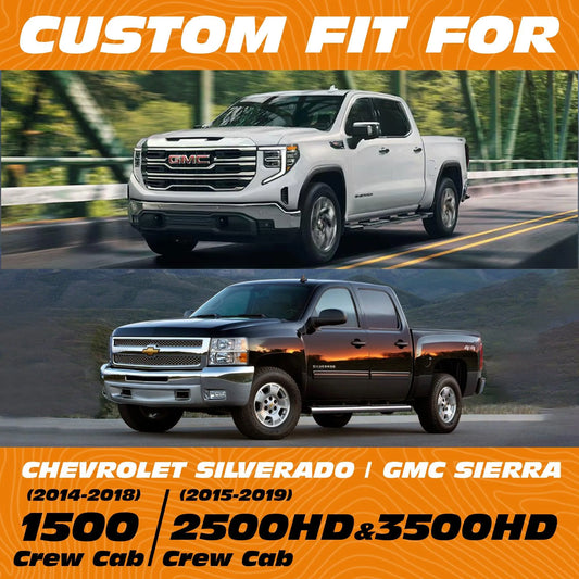 Fundas de asiento Yotruth para Chevy Silverado/GMC Sierra 1500 Crew Cab 2007-2025 y Chevrolet/GMC 2500HD/3500HD 2015-2025 | Juego completo para camioneta | Delanteras y traseras, color negro