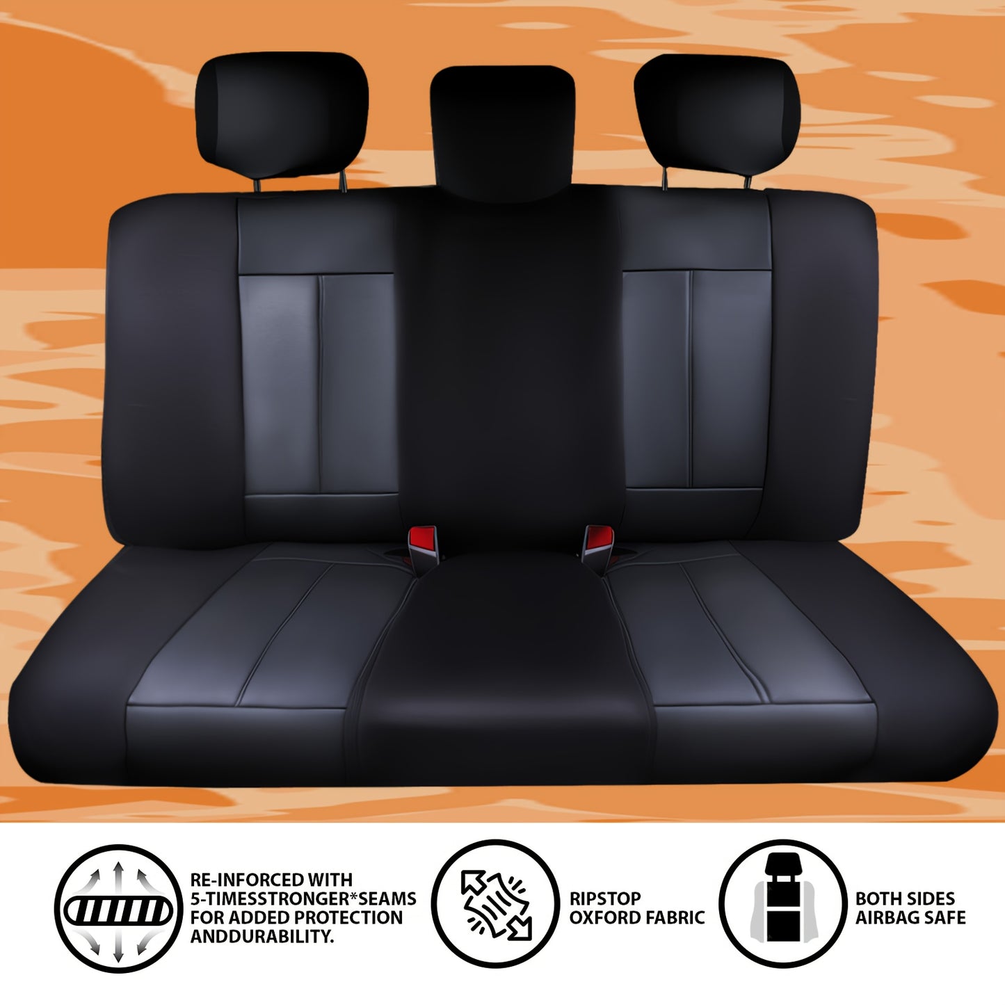 Luxury Rear Bench Car Seat Cover, Waterproof Anti-Slip Back Seat Protector, Split Bench 40/60 60/40 Compatible, Universal Fit for Cars, SUVs & Pickup Trucks