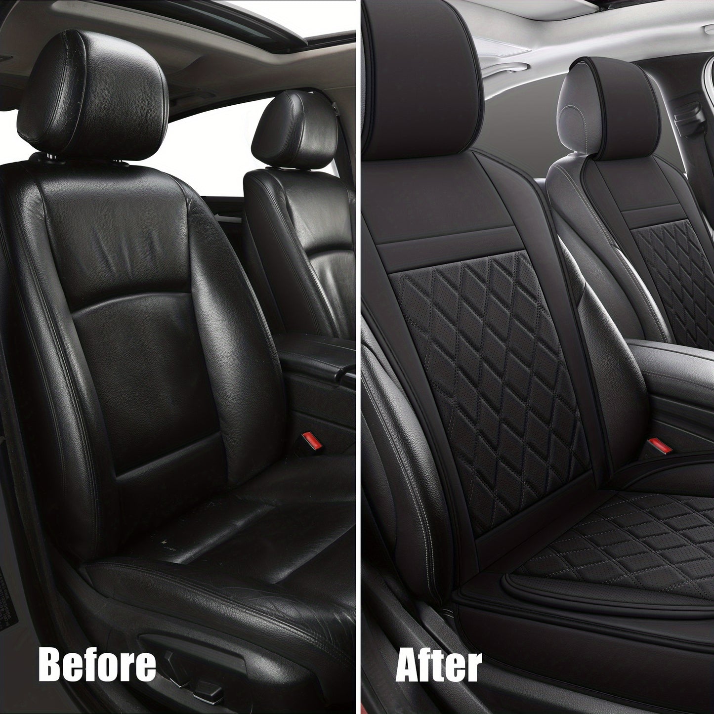 YOTRUTH Universal Front Seat Covers | Faux Leather, High-Back Bucket