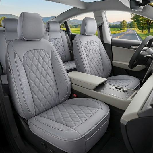 Faux Nappa Leather Luxury Waterproof Car Seat Covers - All-Season Cushion Fit for Honda Civic, Toyota Camry, Corolla, and More. Perfect for Sedans and SUVs with Front and Rear Protection - Enhanced Comfort and Style for Road Trips