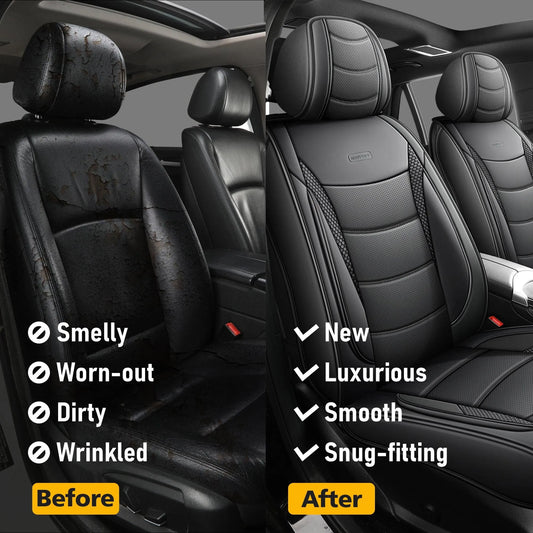 Juego completo de fundas universales para asientos de coche Yotruth | Fundas de cuero sintético para asientos de automóviles | Se adapta a la mayoría de los automóviles