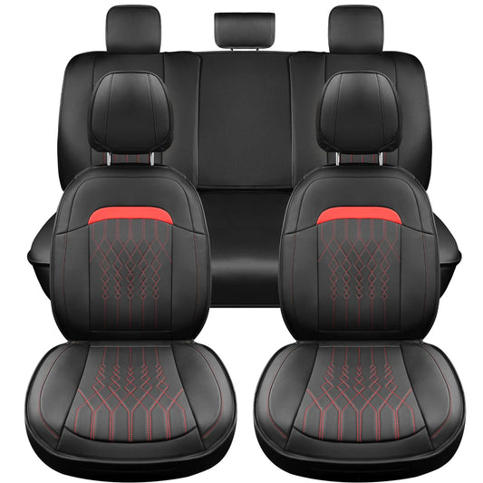 Juego completo de fundas de asiento Yotruth para Ford F150 (2009-2024), compatible con F250/F350/F450 (2017-2024), negro y rojo.