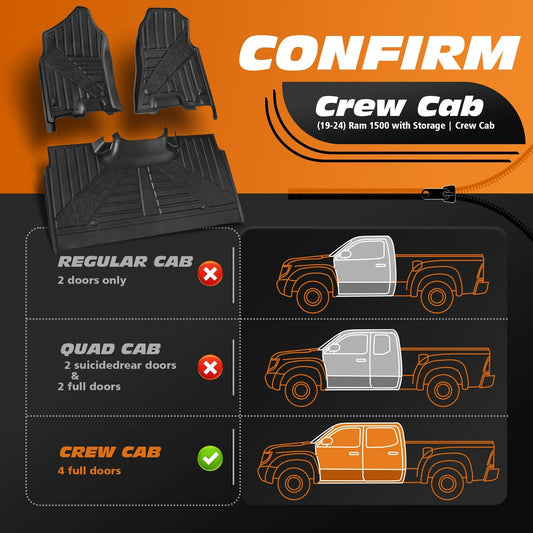 Yotruth Floor Mats for 2019-2024 Dodge Ram 1500 Crew Cab with Storage Yotruth Floor Mats for 2019-2024 Dodge Ram 1500 Crew Cab with Storage - Default Title - YOTRUTH