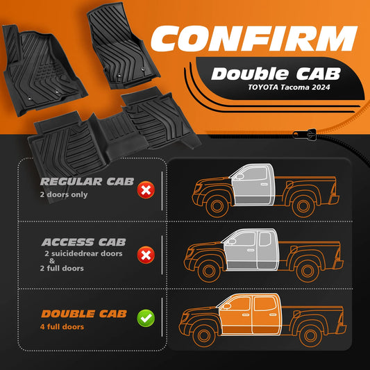 Yotruth Floor Mats for Toyota Tacoma 2024-2025  (Double Cab) SR | SR5 | Limited | TRD Off Road | TRD Sport