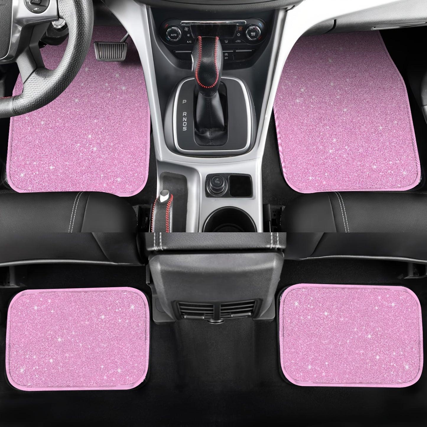 Bling Car Floor Mats - Sparkling Durable Waterproof Non-Slip Auto Foot Pads, Fashionable Car Interior Flooring & Carpeting,4/8pcs for Women
