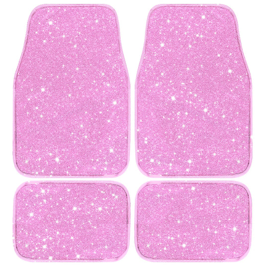 Bling Car Floor Mats - Sparkling Durable Waterproof Non-Slip Auto Foot Pads, Fashionable Car Interior Flooring & Carpeting,4/8pcs for Women