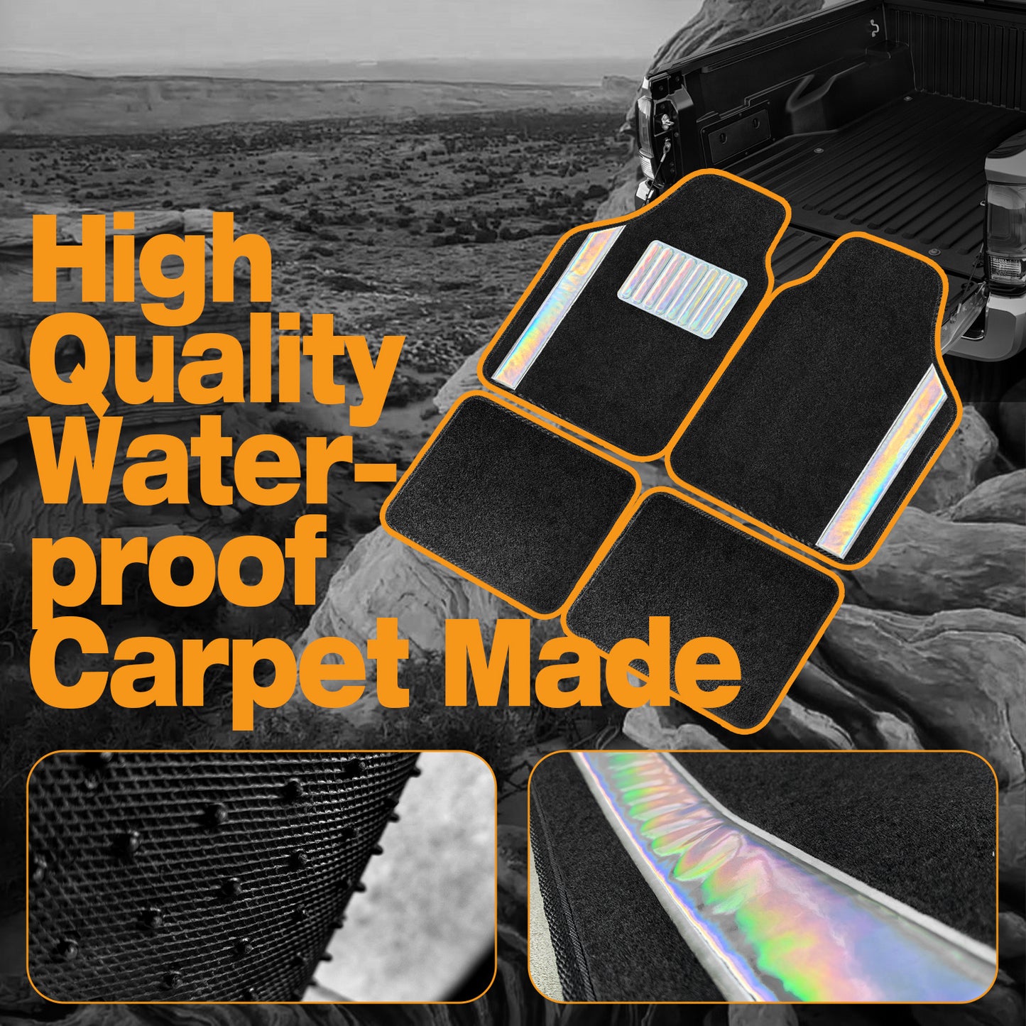 Universal Auto Floor Mats 4PCS Set, Durable Waterproof Non-Slip All-Weather Car Mats, Heavy-Duty Interior Foot Pads for Cars, SUVs & Trucks