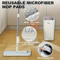 No-Bend Mop Bucket Set with 360° Rotating Spinning Drain System & Double-Sided Mop - Heavy-Duty Plastic / with 2 Washable Microfiber Cloths for Bathroom,, Floors - Hands-Free Mopping System for Use