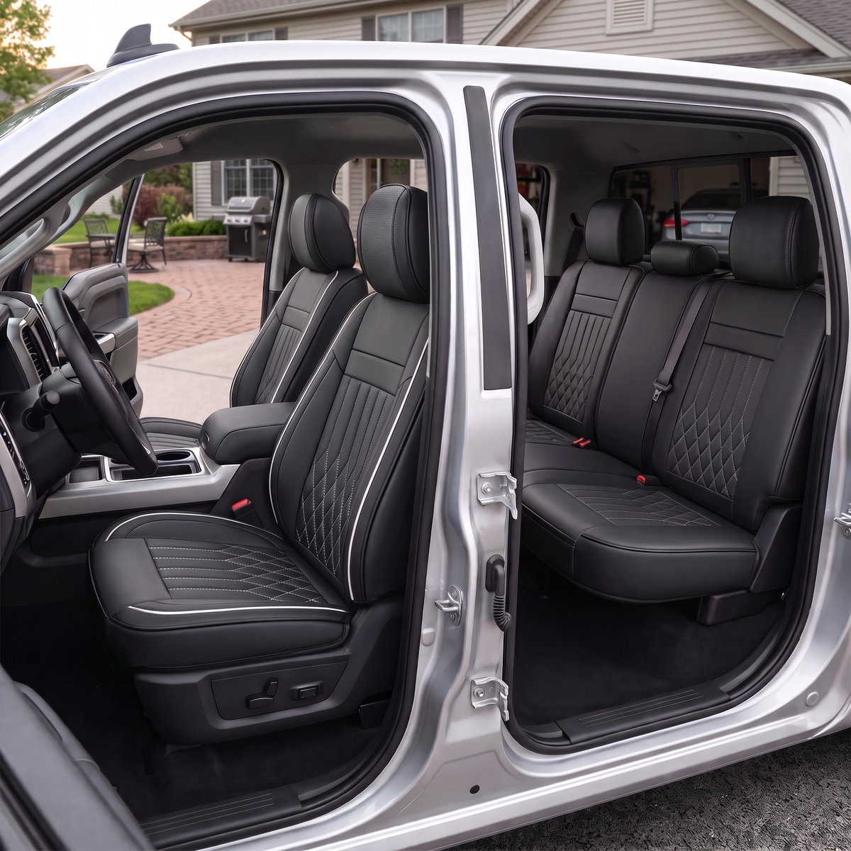 YOTRUTH Luxury Nappa-Feel Seat Cover Set - Waterproof & Airbag Compatible for 5-Seat Cars & SUVs