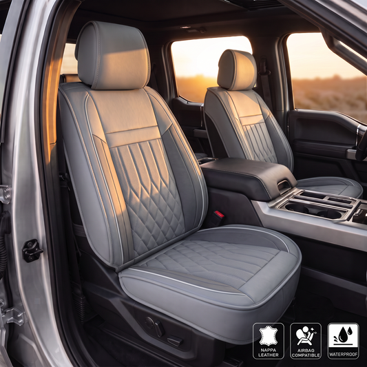 YOTRUTH Luxury Nappa-Feel Seat Cover Set - Waterproof & Airbag Compatible for 5-Seat Cars & SUVs