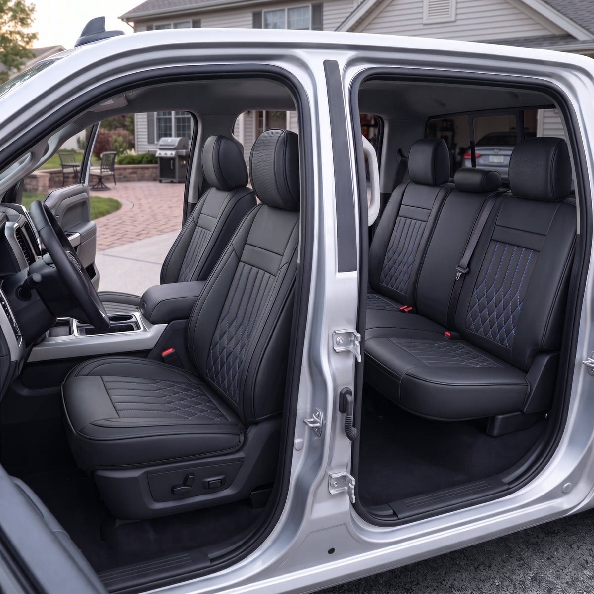 YOTRUTH Luxury Nappa-Feel Seat Cover Set - Waterproof & Airbag Compatible for 5-Seat Cars & SUVs