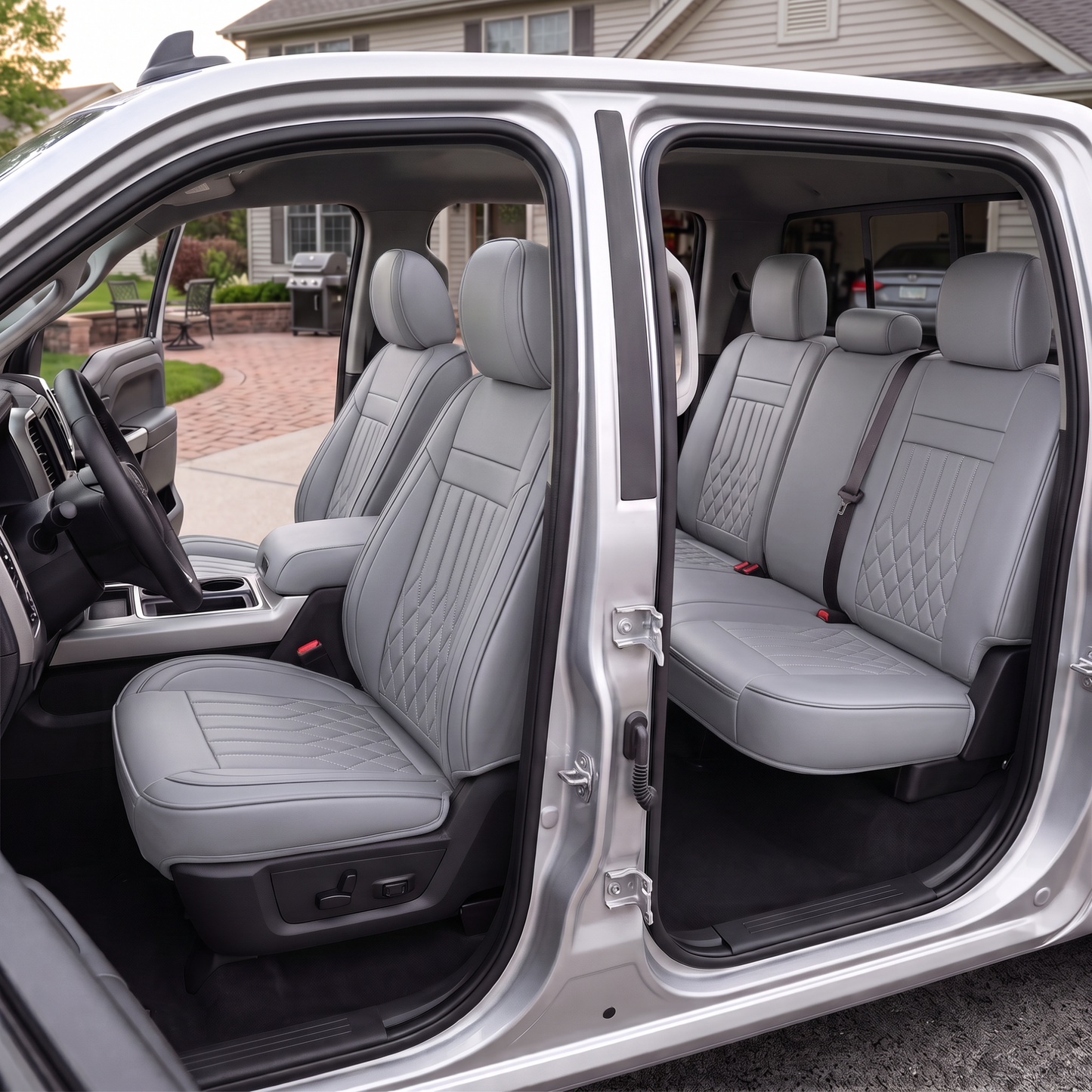 YOTRUTH Luxury Nappa-Feel Seat Cover Set - Waterproof & Airbag Compatible for 5-Seat Cars & SUVs