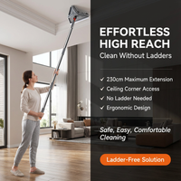 Rotating Triangle Household Mop| Suitable for Wet and Dry Use, Comes with 6 Mop Cloths| Easy to Clean Floors, Ceilings, Walls, and Glass, Cleaning Supplies and Tools Extendable to 5 Sections - No Bending, No Climbing Walls Needed