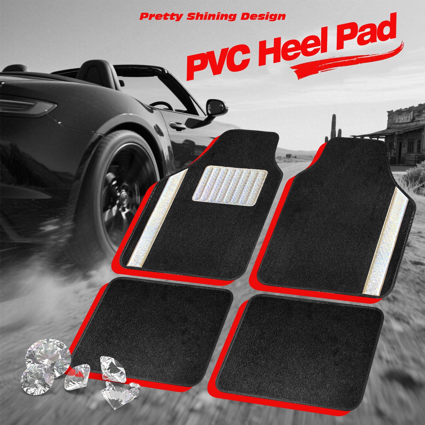 Universal Auto Floor Mats 4PCS Set, Durable Waterproof Non-Slip All-Weather Car Mats, Heavy-Duty Interior Foot Pads for Cars, SUVs & Trucks