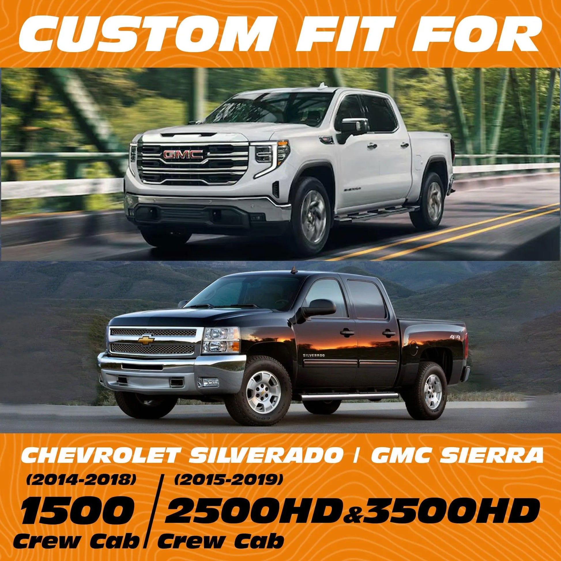 Yotruth Seat Covers for 2007-2025 Chevy Silverado/GMC Sierra 1500 Crew Cab & 2015-2025 Chevrolet /GMC 2500HD/3500HD|Full Set for Truck |Front & Rear, Black Yotruth Seat Covers for 2007-2025 Chevy Silverado/GMC Sierra 1500 Crew Cab & 2015-2025 Chevrolet /GMC 2500HD/3500HD|Full Set for Truck |Front & Rear, Black - Silverado(14-18)1500&(15-19)2500HD/3500HD Crew Cab - YOTRUTH