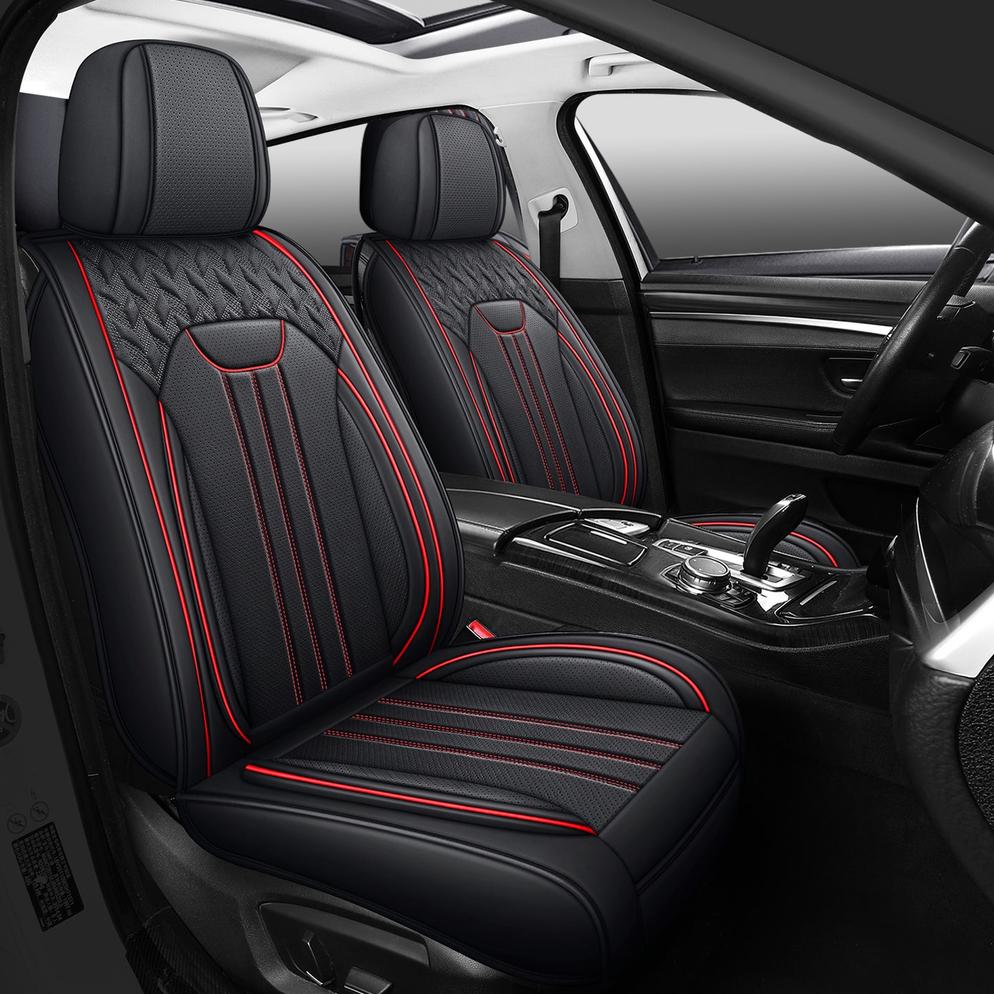 YOTRUTH Universal Car Seat Covers | Nappa Leather, Black & Gray