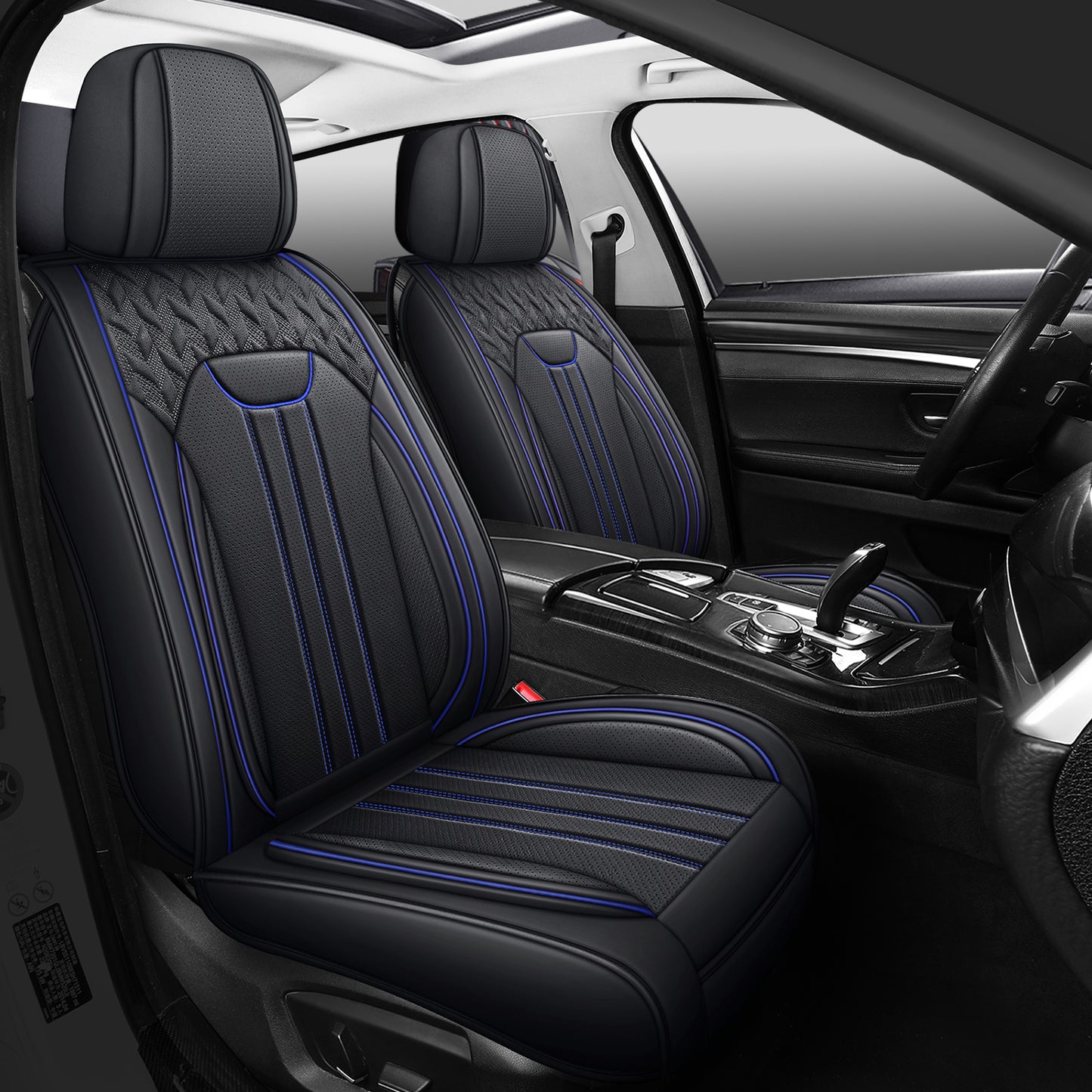 YOTRUTH Universal Car Seat Covers | Nappa Leather, Black & Gray