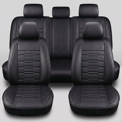 YOTRUTH Luxury Faux Leather Car Seat Covers Full Set, Universal Fit for Toyota Camry Corolla Honda Civic, Breathable Spill-Proof Cushion with Airbag Compatibility