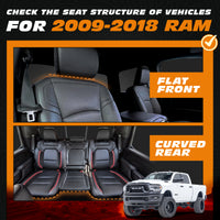 Seat Covers for 2009-2025 Dodge Ram 1500 | Full Set for Truck |Front & Rear, Black