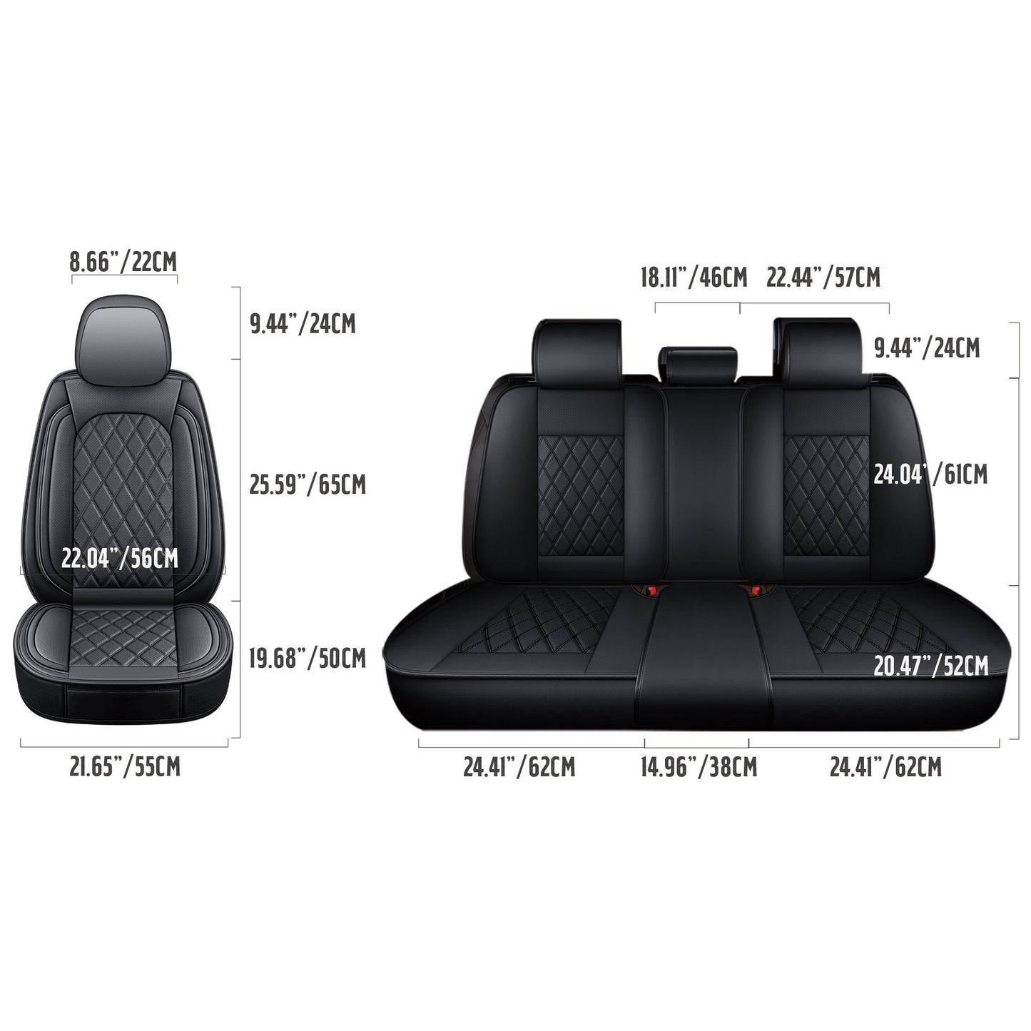 Nappa Fabric Luxury Waterproof Car Seat Covers - All-Season Cushion Fit for Honda Civic, Toyota Camry, Corolla, and More. Perfect for Sedans and SUVs with Front and Rear Protection - Enhanced Comfort and Style for Road Trips