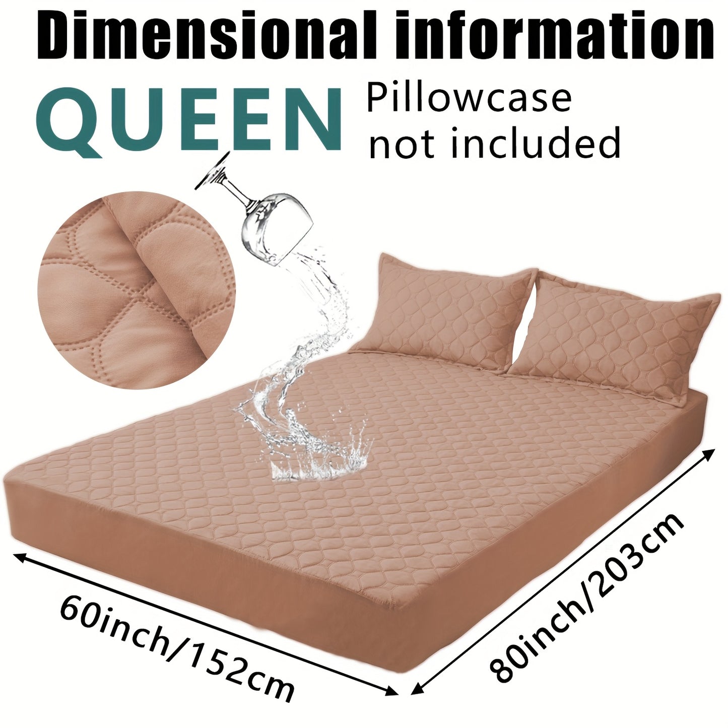 Waterproof Mattress Protector，Machine Washable Fitted Sheet，Anti-slip and Anti-stain Protection，More Sizes Optional，Christmas Home Decor