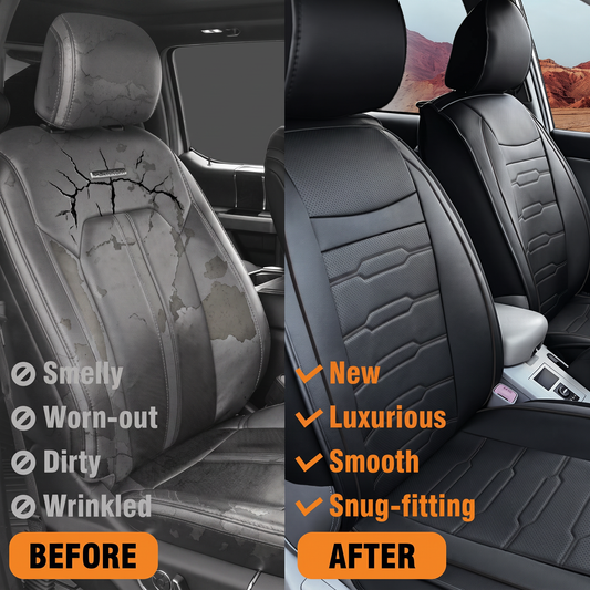 YOTRUTH Luxury Faux Leather Car Seat Covers Full Set, Universal Fit for Toyota Camry Corolla Honda Civic, Breathable Spill-Proof Cushion with Airbag Compatibility