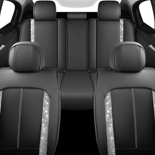 Yotruth Bling Car Seat Covers | Cute Girly Faux Leather Seat Covers for Women | Universal Fit for Most Cars Yotruth Bling Car Seat Covers | Cute Girly Faux Leather Seat Covers for Women | Universal Fit for Most Cars - Black / Front Seats - YOTRUTH