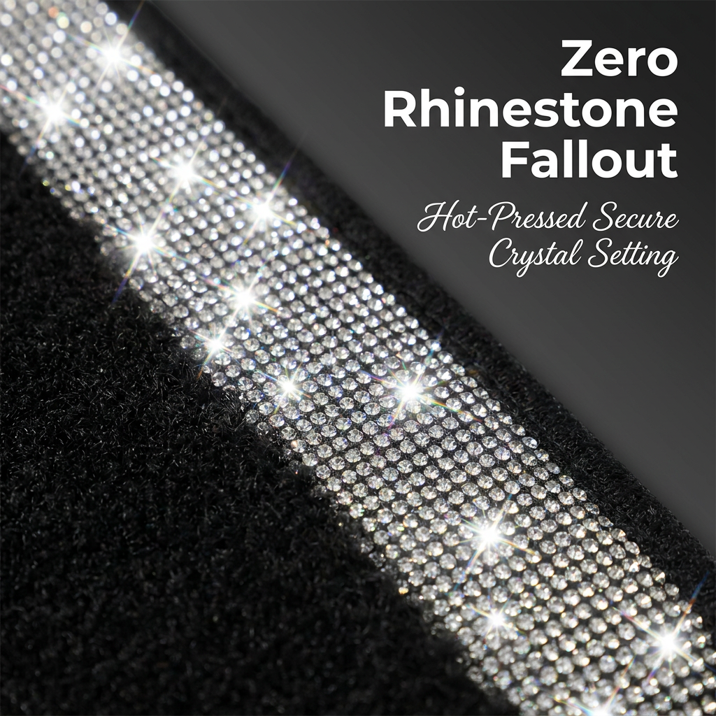 YOTRUTH Crystal Rhinestone Car Floor Mats (4 Pcs) - Luxury Bling Universal Auto Carpets for Women