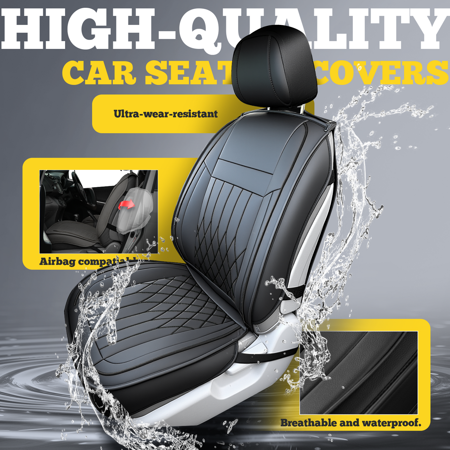 Premium Nappa Fabric Waterproof Seat Covers - Year-Round Comfort for Honda, Toyota, and More. Ideal for Sedans and SUVs with Full Protection and Stylish Design for Road Adventures