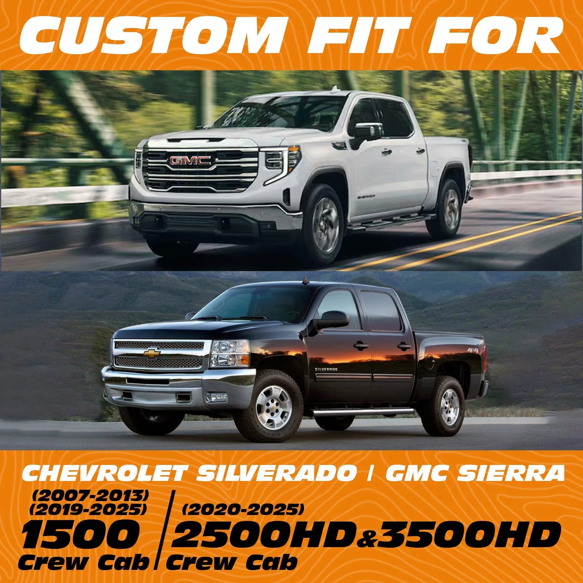 Yotruth Seat Covers for 2007-2025 Chevy Silverado/GMC Sierra 1500 Crew Cab & 2015-2025 Chevrolet /GMC 2500HD/3500HD|Full Set for Truck |Front & Rear, Black Yotruth Seat Covers for 2007-2025 Chevy Silverado/GMC Sierra 1500 Crew Cab & 2015-2025 Chevrolet /GMC 2500HD/3500HD|Full Set for Truck |Front & Rear, Black - Silverado(14-18)1500&(15-19)2500HD/3500HD Crew Cab - YOTRUTH