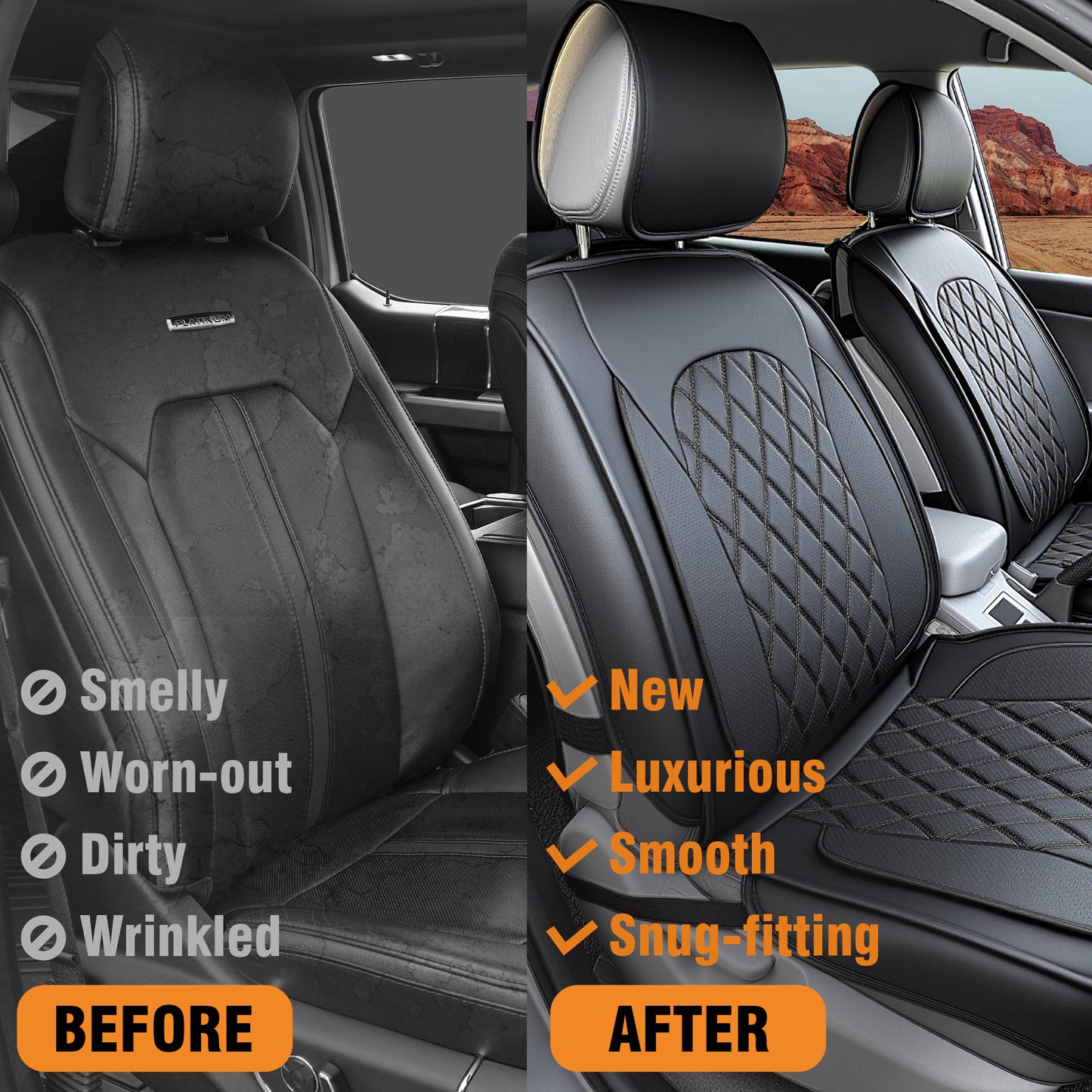 Nappa Fabric Luxury Waterproof Car Seat Covers - All-Season Cushion Fit for Honda Civic, Toyota Camry, Corolla, and More. Perfect for Sedans and SUVs with Front and Rear Protection - Enhanced Comfort and Style for Road Trips