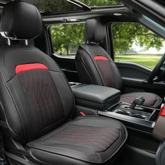 Juego completo de fundas de asiento Yotruth para Ford F150 (2009-2024), compatible con F250/F350/F450 (2017-2024), negro y rojo. 