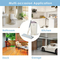 No-Bend Mop Bucket Set with 360° Rotating Spinning Drain System & Double-Sided Mop - Heavy-Duty Plastic / with 2 Washable Microfiber Cloths for Bathroom,, Floors - Hands-Free Mopping System for Use