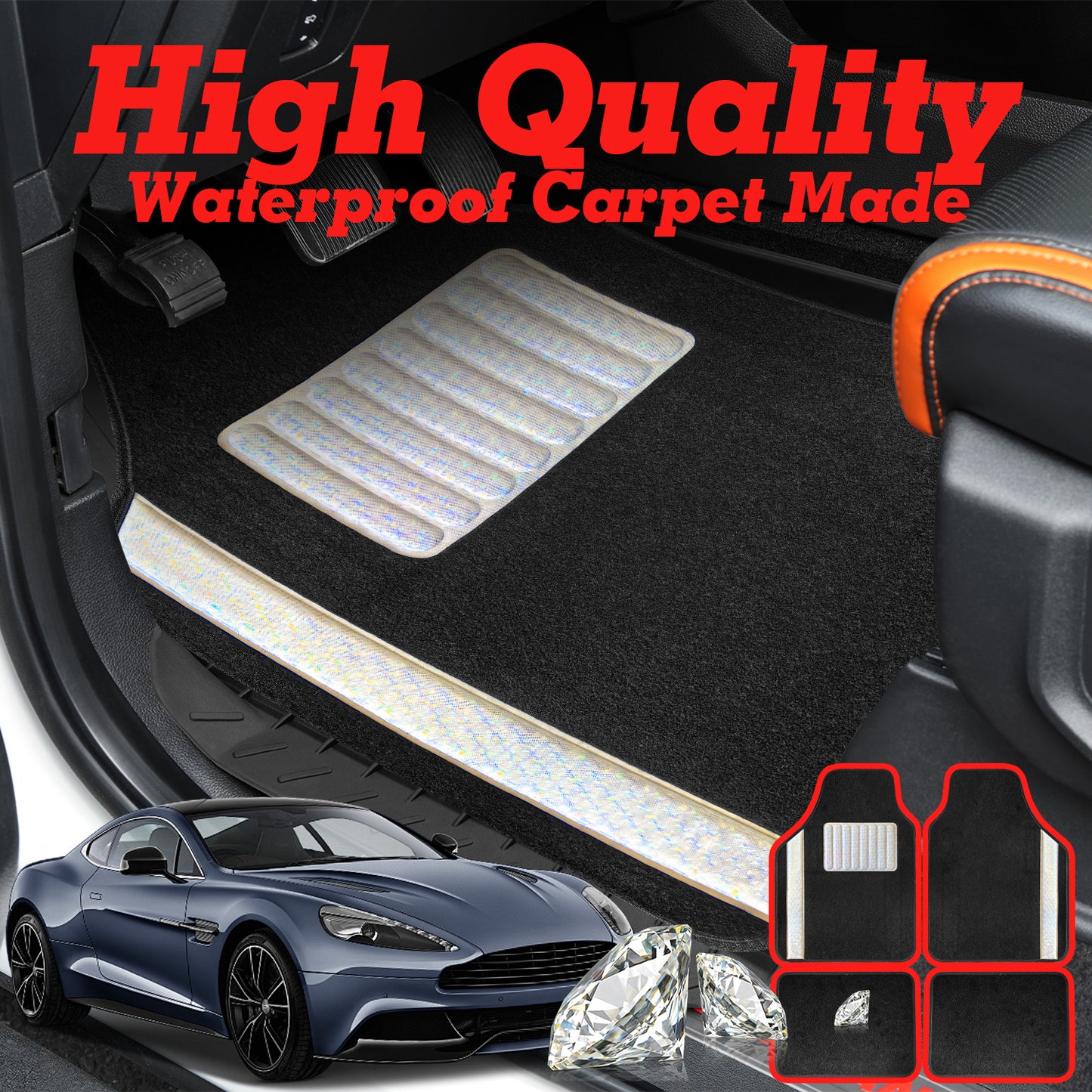 Universal Auto Floor Mats 4PCS Set, Durable Waterproof Non-Slip All-Weather Car Mats, Heavy-Duty Interior Foot Pads for Cars, SUVs & Trucks
