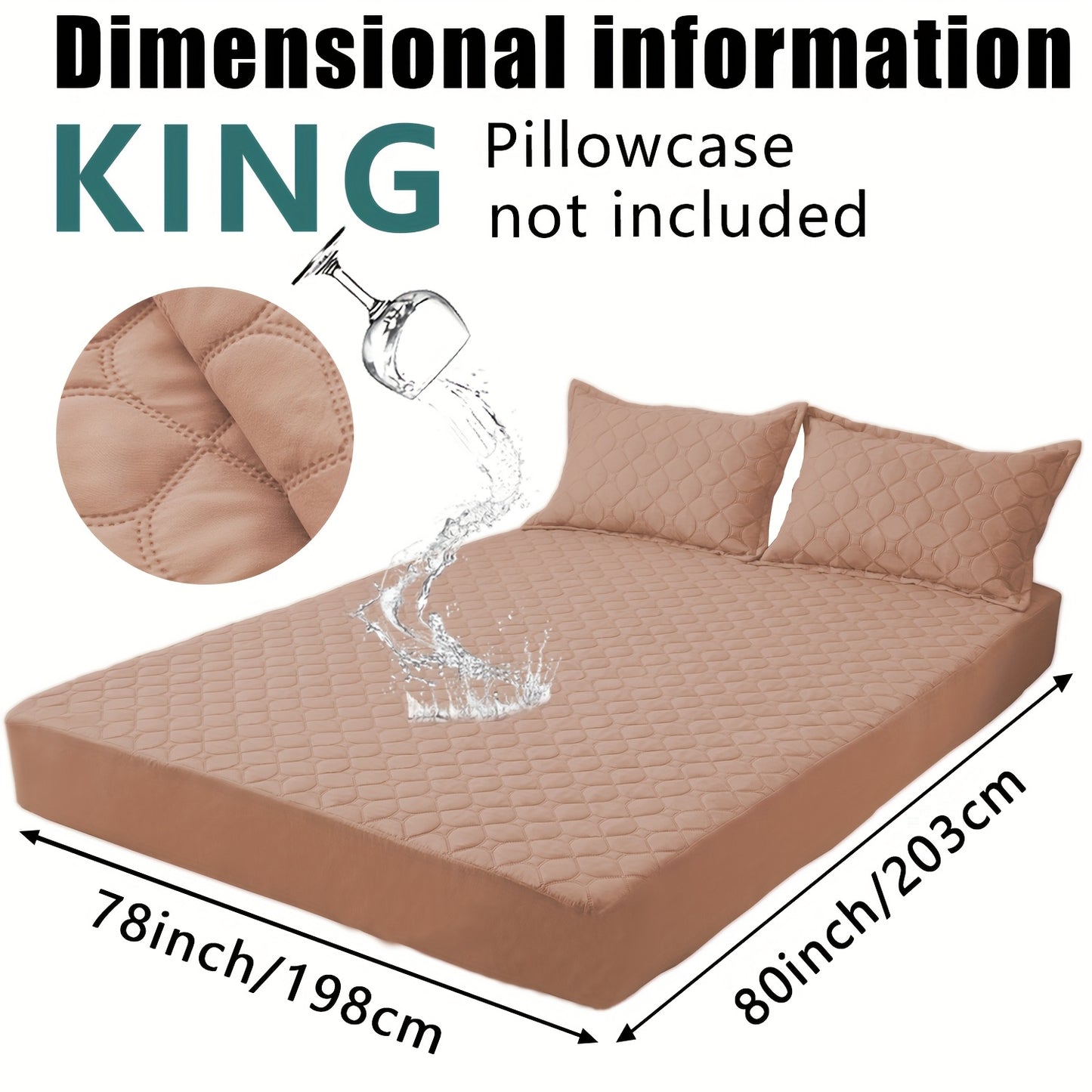 Waterproof Mattress Protector，Machine Washable Fitted Sheet，Anti-slip and Anti-stain Protection，More Sizes Optional，Christmas Home Decor