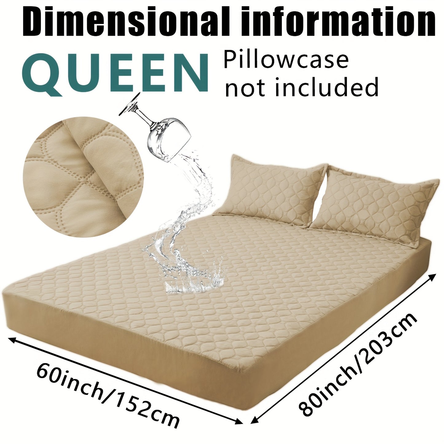 Waterproof Mattress Protector，Machine Washable Fitted Sheet，Anti-slip and Anti-stain Protection，More Sizes Optional，Christmas Home Decor