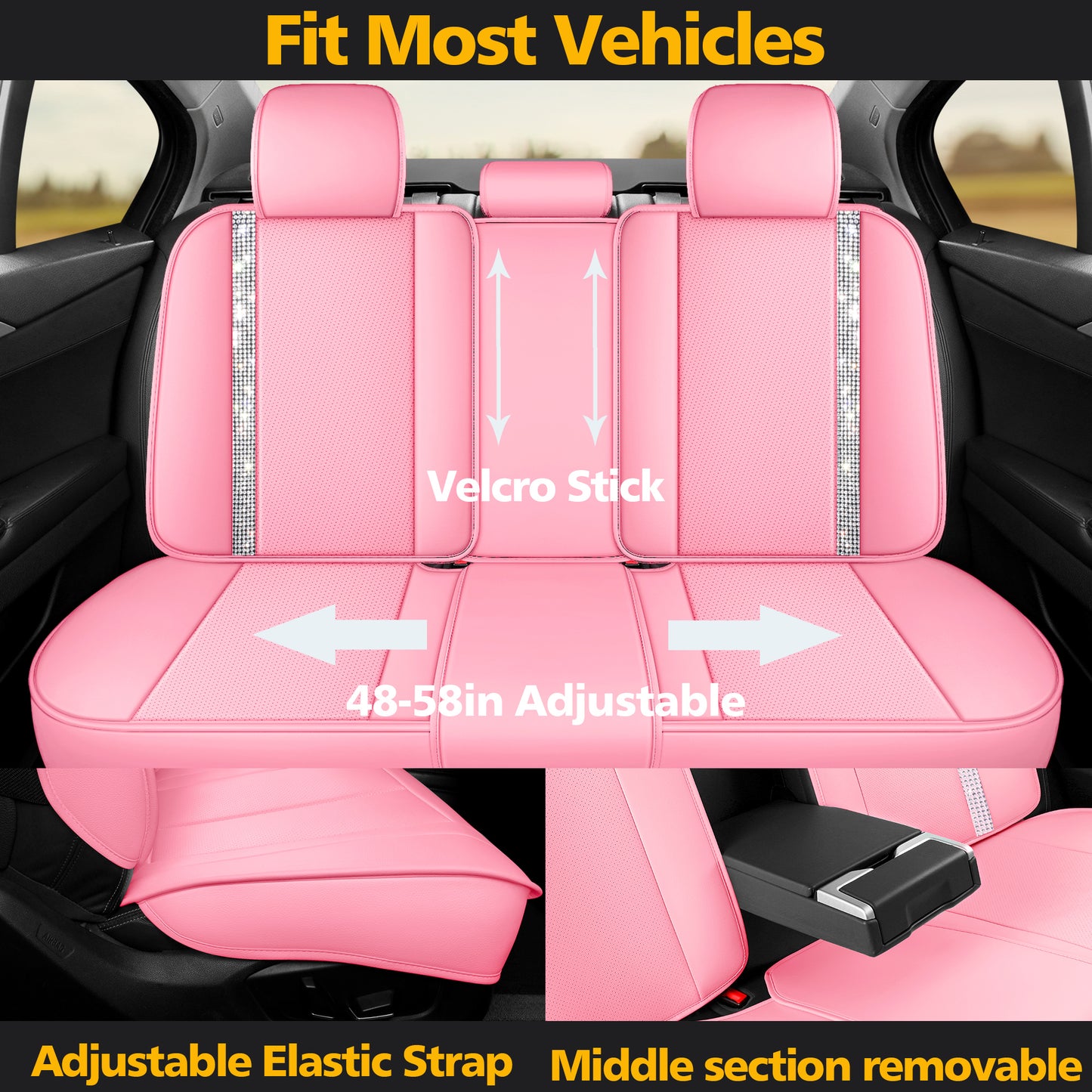 YOTRUTH Bling Car Seat Covers | Nappa Leather, 10-Yr Warranty