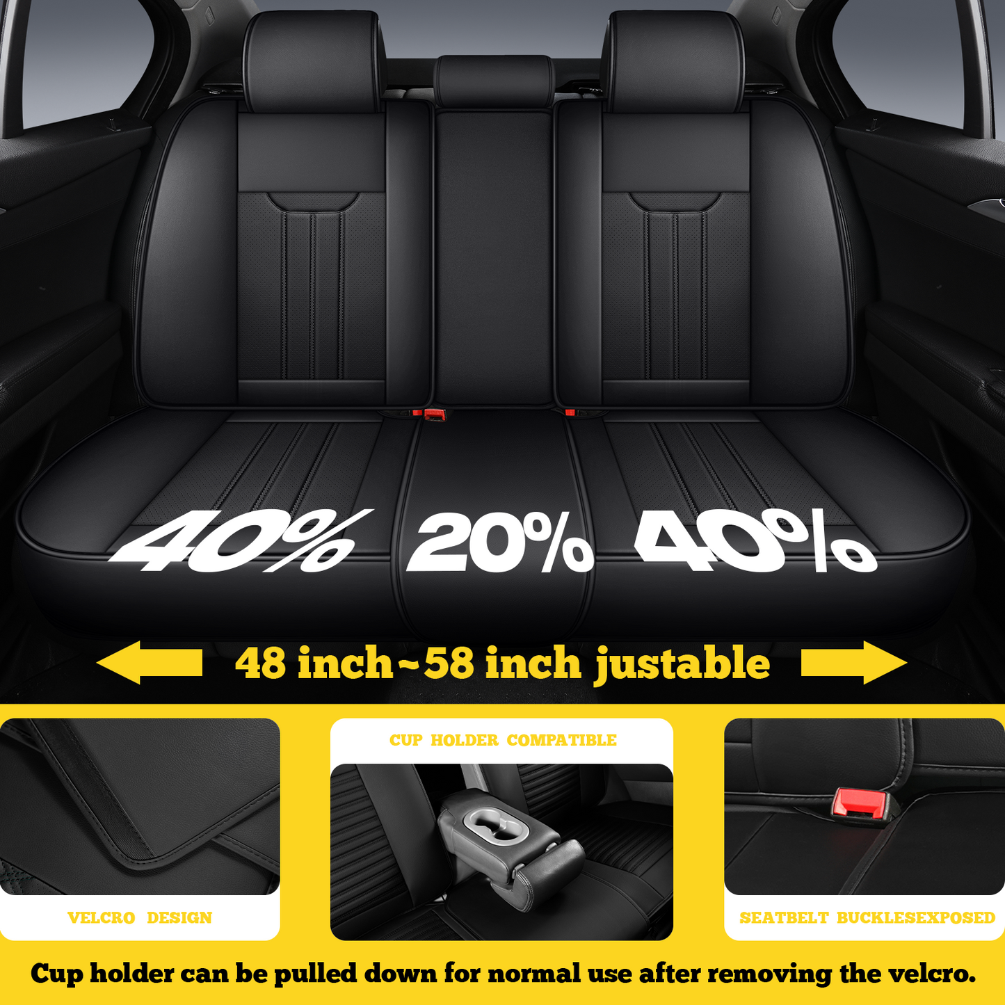 YOTRUTH Universal Car Seat Covers | Nappa Leather, Black & Gray