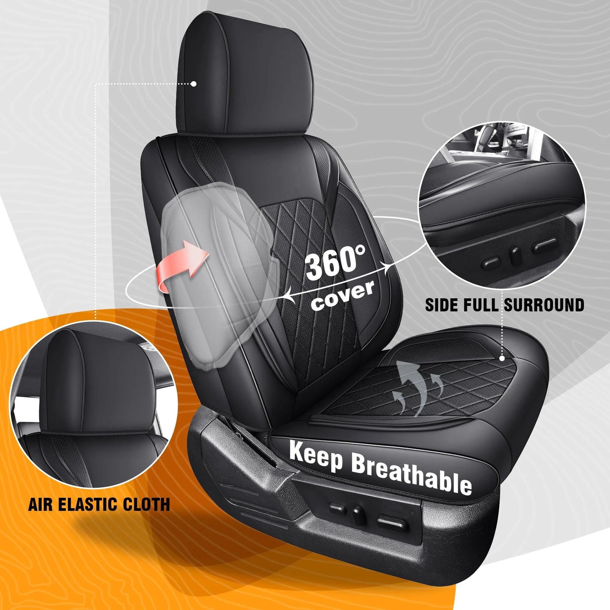 Yotruth Seat Covers for 2015-2024 Ford F150 SuperCrew & 2017-2024 F250/F350/F450 Super Duty Crew Cab Yotruth Seat Covers for 2015-2024 Ford F150 SuperCrew & 2017-2024 F250/F350/F450 Super Duty Crew Cab - Black / Front Seats - YOTRUTH
