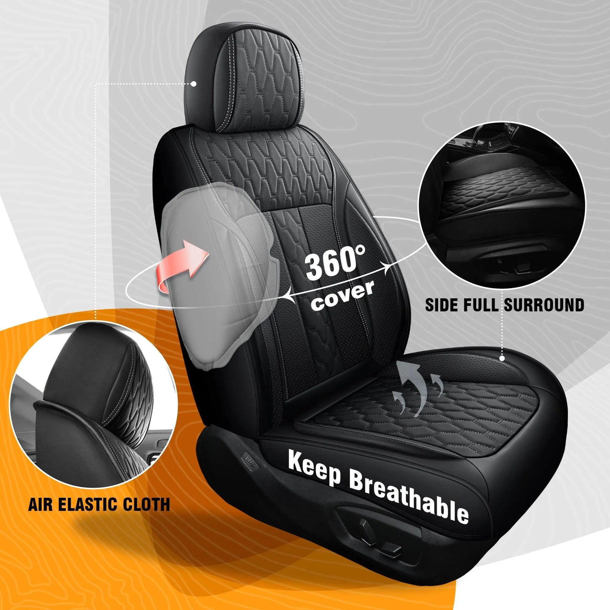 Yotruth Universal Car Seat Covers Full Set | Faux Leather Automotive Seat Covers | Fits Most Cars Yotruth Universal Car Seat Covers Full Set | Faux Leather Automotive Seat Covers | Fits Most Cars - Black / Front Seats - YOTRUTH