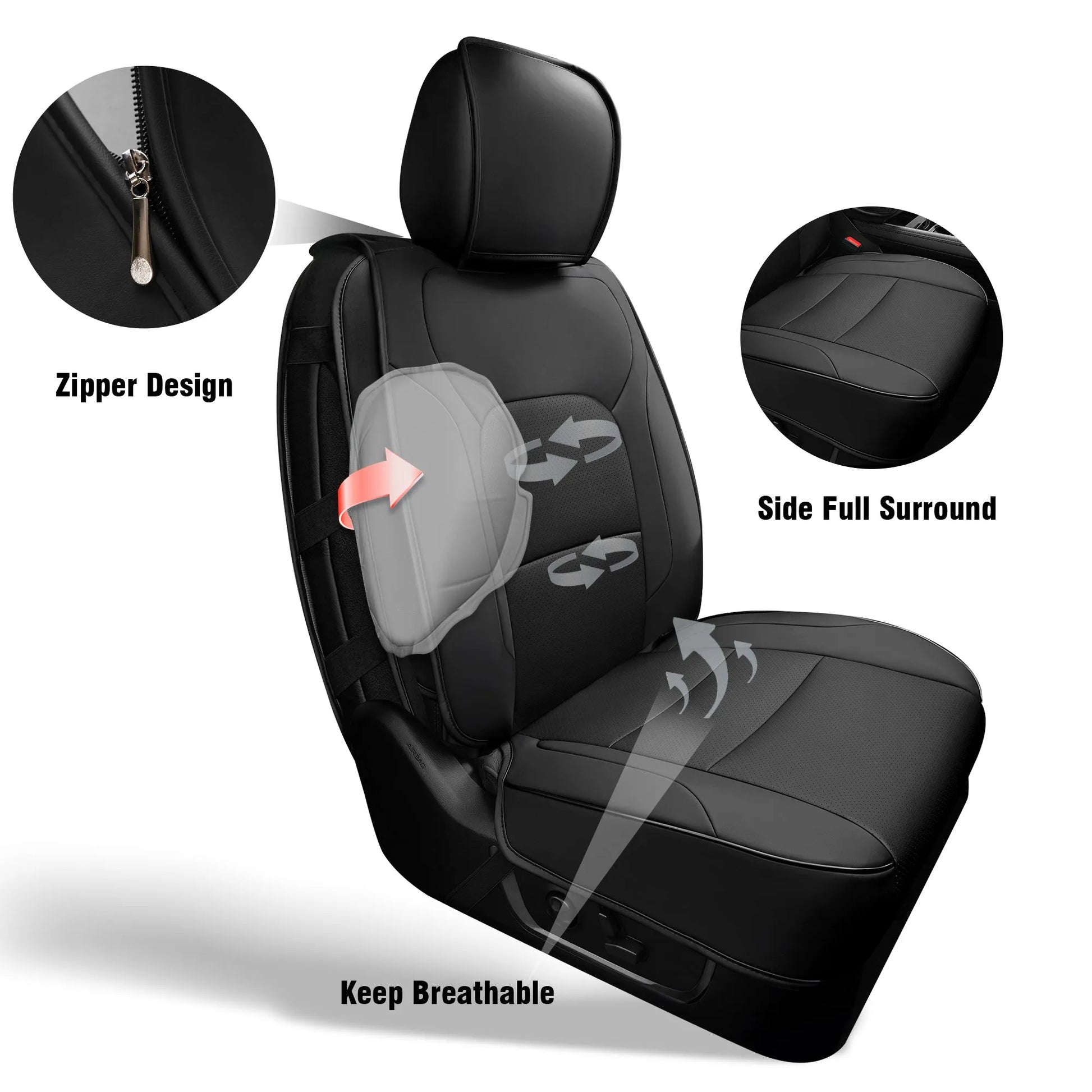 Yotruth Seat Covers for 2009-2025 Dodge Ram 1500 2500 3500 Crew Cab | Truck Seat Covers Full Set Dodge Ram Accessories, Black Yotruth Seat Covers for 2009-2025 Dodge Ram 1500 2500 3500 Crew Cab | Truck Seat Covers Full Set Dodge Ram Accessories, Black - Ram (09-18) - Flat Front + Curved Rear - YOTRUTH