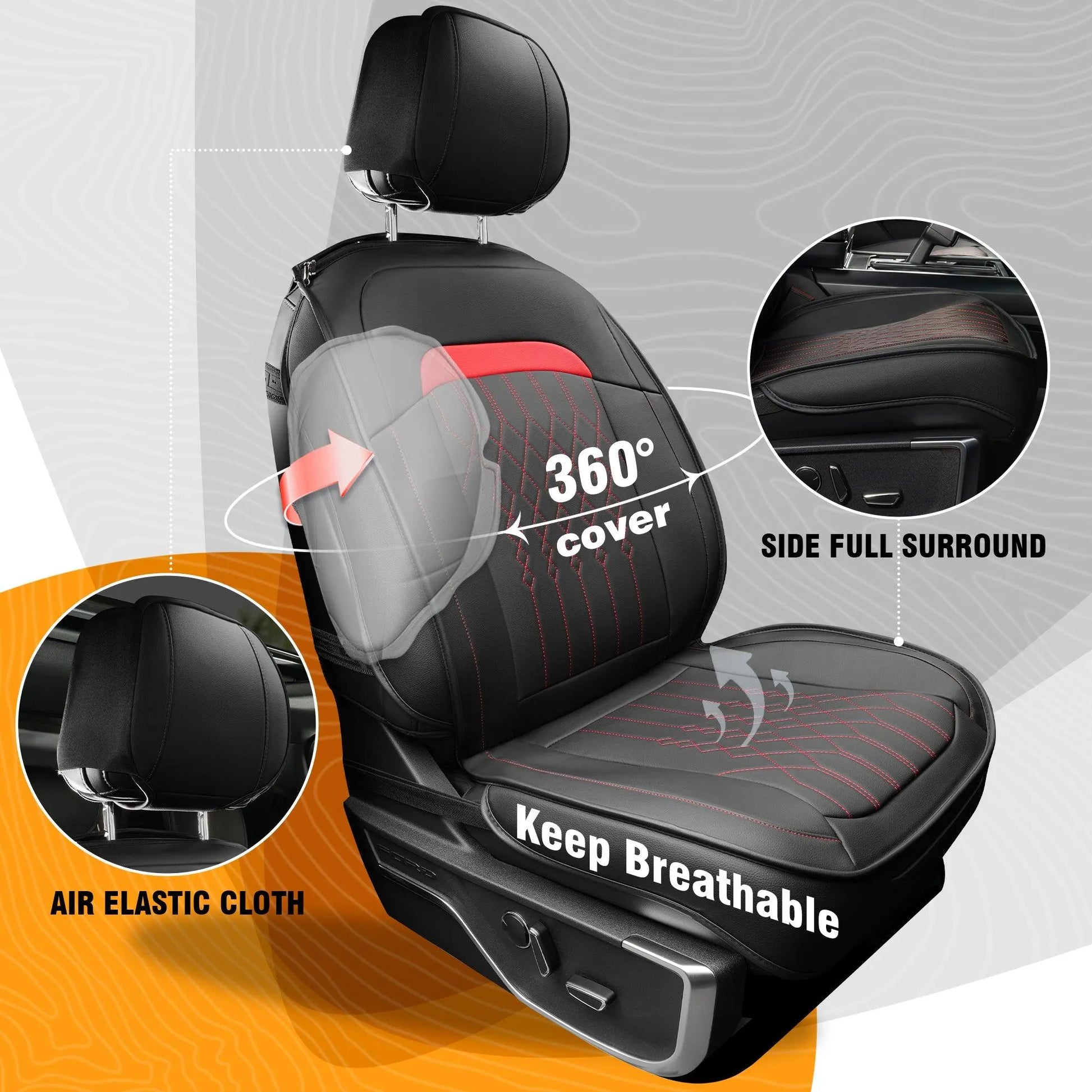 Yotruth Seat Covers Full Set for Ford F150 2009-2024, Compatible with F250/F350/F450 2017-2024, (Black&Red) Yotruth Seat Covers Full Set for Ford F150 2009-2024, Compatible with F250/F350/F450 2017-2024, (Black&Red) - Default Title - YOTRUTH