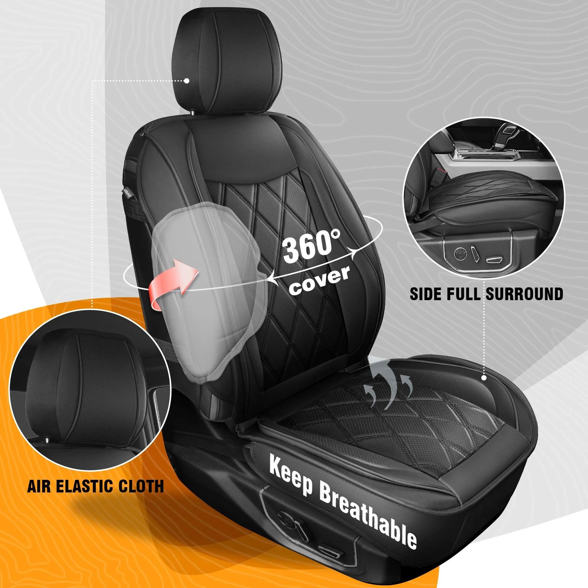 Yotruth Seat Covers for 2009-2025 Ford F150 SuperCrew & 2017-2024 F250/F350/F450 Super Duty Crew Cab with Waterproof Faux Leather Yotruth Seat Covers for 2009-2025 Ford F150 SuperCrew & 2017-2024 F250/F350/F450 Super Duty Crew Cab with Waterproof Faux Leather - Black - YOTRUTH