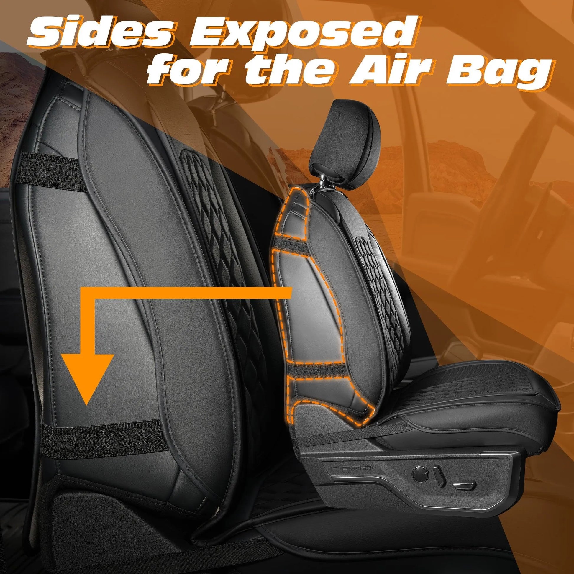 Ford F150 Seat Covers Custom Fit for 2009 to 2025 Ford F150 Seat Covers Custom Fit for 2009 to 2025 - Black / 2 PCS Front Seat - YOTRUTH