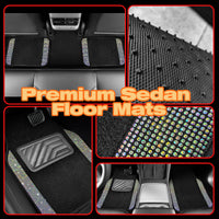 Crystal Rhinestone Car Floor Mats Sparkling Durable Waterproof Non-Slip Auto Foot Pads, Fashionable Car Interior Flooring & Carpeting, 4-Piece Set for Women